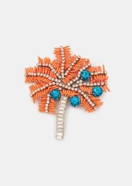 Essentiel Antwerp Orange Silver and Blue Palm Tree Brooch at Essentiel Antwerp