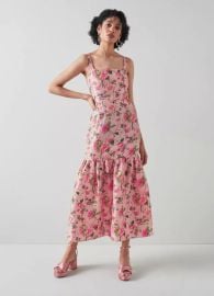 Essie Pink Chine Floral Print Raw Silk Dress Clothing Collections LKBennett London at LK Bennett