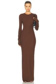 Eterne Long Sleeve Crewneck Maxi Dress in Chocolate FWRD at FWRD