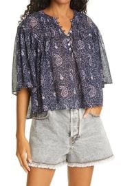 Etoile Isabel Marant Algari Paisley Mix Print Cotton Peasant Top at Nordstrom