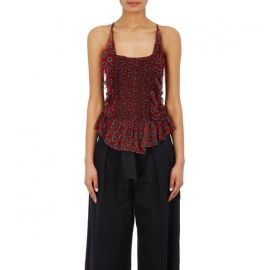 Etoile Isabel Marant Dotted Silk Ruched Top at Barneys