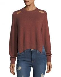 Etoile Isabel Marant Kelia Crewneck Distressed Cotton-Wool Sweater at Neiman Marcus