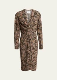 Etoile Isabel Marant Zeliha Paisley Twist Front Midi Dress - at Bergdorf Goodman