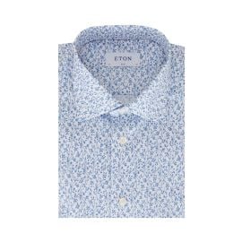 Eton - White amp Blue Floral Print Slim Fit Sport Shirt at Mitchells