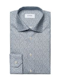 Eton loral Print Slim Fit Sport Shirt in White Blue at Saks Fifth Avenue
