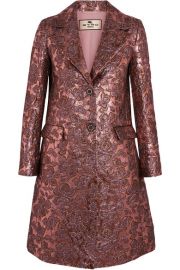 Etro   Metallic wool-blend jacquard coat at Net A Porter