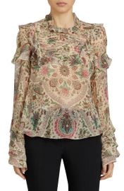 Etro California Paisley Print Ruffle Silk Blouse at Nordstrom