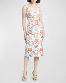 Etro Floral Brocade Sleeveless Midi Sheath Dress at Neiman Marcus