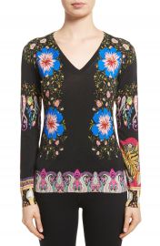 Etro Floral Paisley Stretch Silk Sweater at Nordstrom