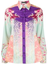 Etro Floral Print Colour Block Shirt at Farfetch