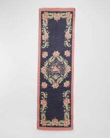 Etro Floral Print Denim Wool Blend Scarf at Neiman Marcus