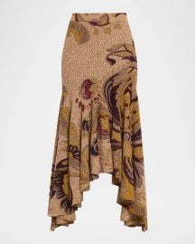 Etro Floral Print Rib Knit Maxi Mermaid Skirt at Neiman Marcus