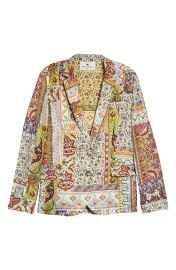 Etro Love Patchwork Paisley Print Silk Blazer in Azzurro  at Nordstrom