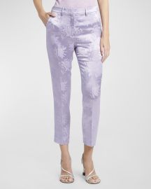 Etro Mid-Rise Fluid Floral Brocade Skinny-Leg Ankle Trousers at Neiman Marcus