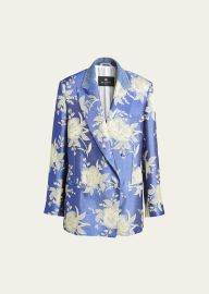 Etro Mixed-Media Floral Print Double-Breasted Blazer - at Bergdorf Goodman