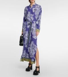 Etro Printed Shirt Midi Dress in blue at Mytheresa