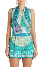 Etro Scarf Print Silk Wrap Top at Nordstrom