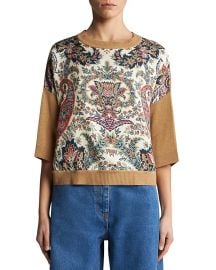 Etro Silk Inset Paisley Print Sweater at Bloomingdales