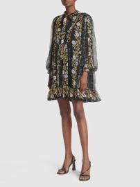 Etro Silk chiffon printed ruffled mini dress at Luisaviaroma