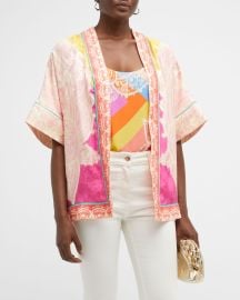 Etro Tie-Dye Silk Jacquard Kesa at Neiman Marcus