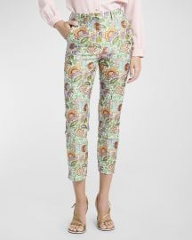 Etro Tree of Life Brocade Cropped Slim Pants at Neiman Marcus