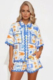Europe Getaway Short Set - Blue/combo | Fashion Nova at Fashion Nova