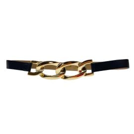 Eva Belt - Black Italian Leather Gold Chain Link Streets Ahead StreetsAheadInc at Streets Ahead