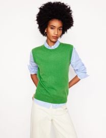 Eva Cashmere Vest-Paradise Green Boden USA at Boden