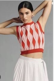 Eva Franco Mimma Pink Red Knit Sleeveless Top Blouse Stylish Anthropologie Xl eBay at eBay
