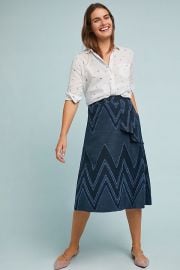 Eva Franco Textured Chevron Midi Skirt at Anthropologie