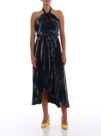 Evening dresses Philosophy di Lorenzo Serafini - Shimmering velvet pleated evening dress - A04787128289 at Thebs