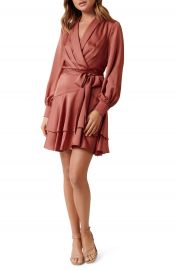 Ever New Mikayla Long Sleeve Satin Wrap Minidress   Nordstrom at Nordstrom