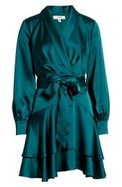 Ever New Mikayla Long Sleeve Satin Wrap Minidress at Nordstrom