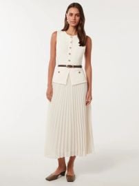 Ever New Skirts Ever New Ivory Daphne Waistcoat Pleated Midi Belt Dress Size 2 Poshmark at Poshmark