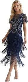 Ever-Pretty Sequin Fringe 1920s Dresses for Women Short Sleeve Crew Neck Midi Semi Formal Wedding Guest Dress 02692 at Amazon