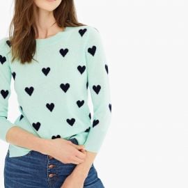 Everyday Cashmere Crewneck Sweater With Intarsia Knit Hearts by J. Crew at J. Crew