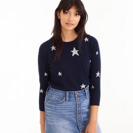 Everyday cashmere crewneck sweater with intarsia-knit stars by J. Crew at J. Crew