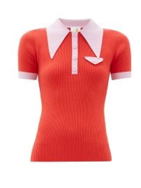 Exaggerated point-collar cotton-blend polo shirt at Matches