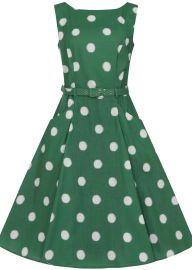 Excellent quality Collectif Hepburn Painted Polka 50039s Swing Dress Green are suitable for kids of all ages at Succubus