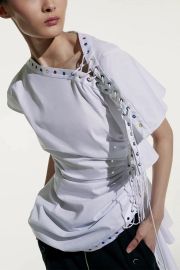 Exclusive Asymmetric Lace Up Top at McMullen