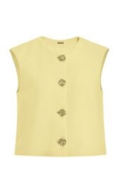 Exclusive Button-Detailed Wool Crepe Crop Top By Adam Lippes at Moda Operandi