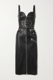 Exposed-Zip Belted Leather Dress by Alexander McQueen at Net A Porter