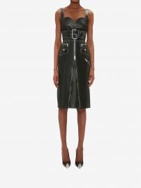 Exposed-Zip Belted Leather Dress by Alexander McQueen at Alexander  McQueen