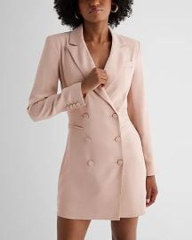 Express Double Breasted Padded Shoulder Mini Blazer Dress at Express