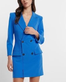 Express Double Breasted Padded Shoulder Mini Blazer Dress at Express