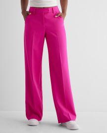 Express Editor Mid Rise Relaxed Trouser Pant in Neon Berry at Express