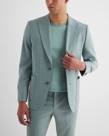 Express Extra Slim Light Blue Flannel Suit Jacket at Express