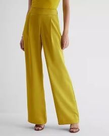 Express High Waisted Satin Pleated Trouser Pant at Express