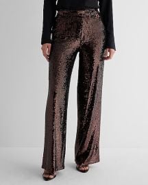 Express High Waisted Sequin Wide Leg Pant at Express