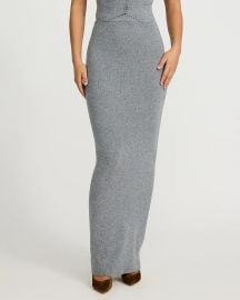 Express High Waisted Sweater Maxi Skirt in Silver Heather Gray at Express